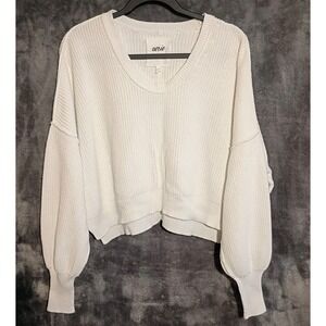 Aerie Beyond Comfy Cropped White Sweater Oversized Women's